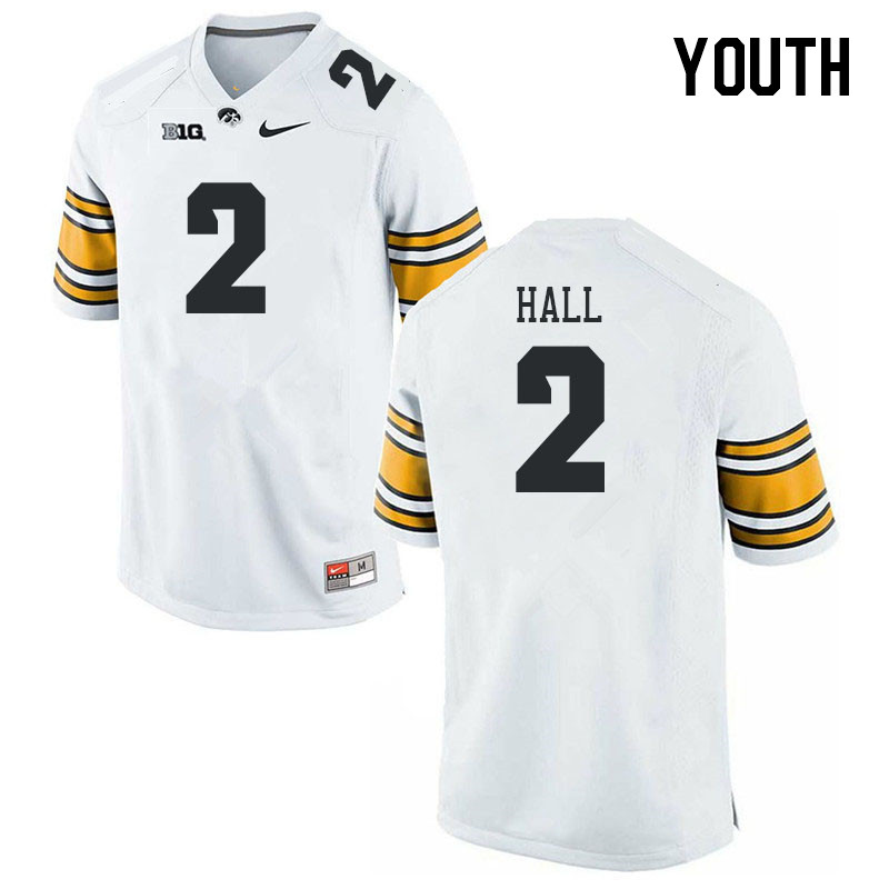 Youth #2 TJ Hall Iowa Hawkeyes College Football Jerseys Stitched-White - Click Image to Close